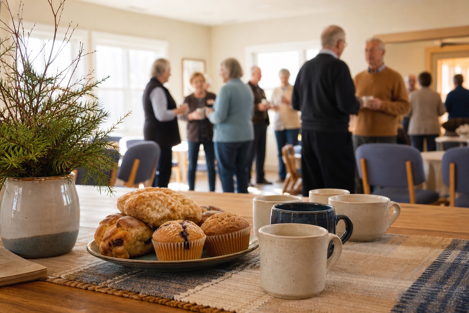 Coffee and conversation at a welcoming church fellowship gathering